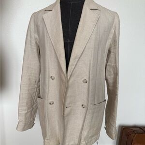 Suitsupply Cream Double-Breasted Blazer